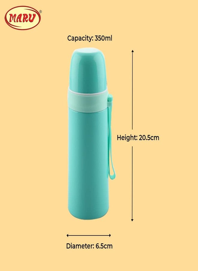 مارو ترمس مارو المعزول المصنوع من الفولاذ المقاوم للصدأ | ترمس معزول بجدار مزدوج لحفظ المشروبات الساخنة والباردة | زجاجة ماء ساخن للمكتب - 350 مل (لون أخضر بحري) - Image 3